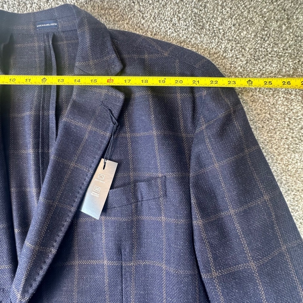 Stafford Blazer Mens 52R Navy Windowpane Wool Seasonal Sport coat Business NWT - Picture 8 of 12
